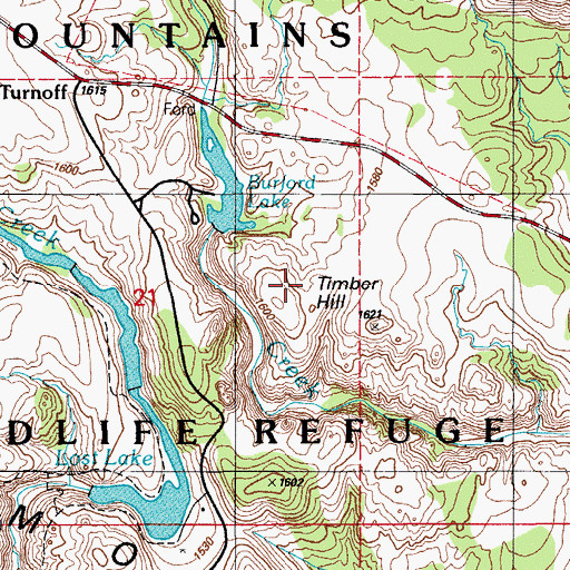 Topographic Map of Burford Lake Dam, OK