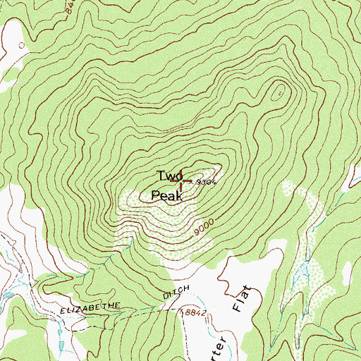 Topographic Map of Two Peak, CO