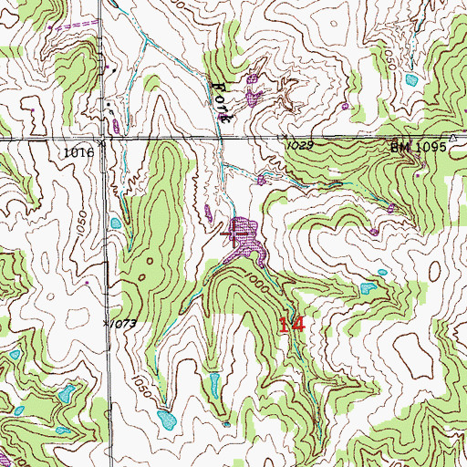 Topographic Map of Booher Lake, OK