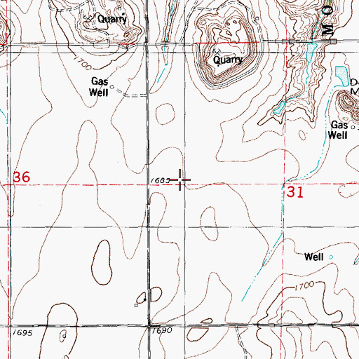 Topographic Map of Oknoname 015019 Dam, OK