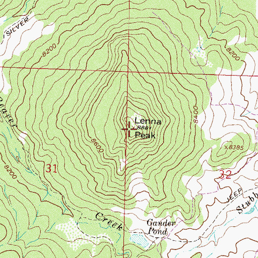 Topographic Map of Lenna Peak, CO