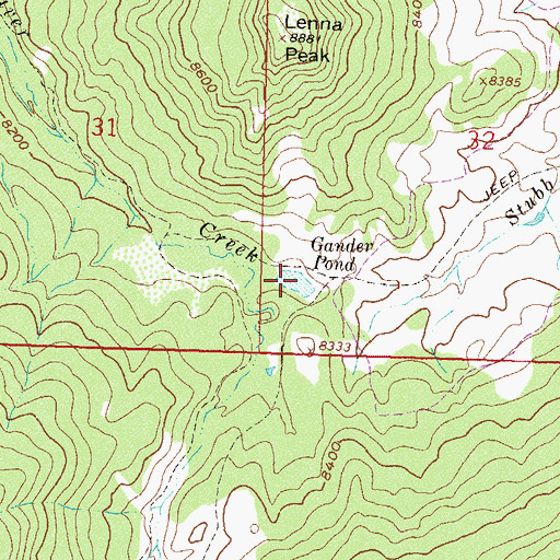 Topographic Map of Gander Pond, CO