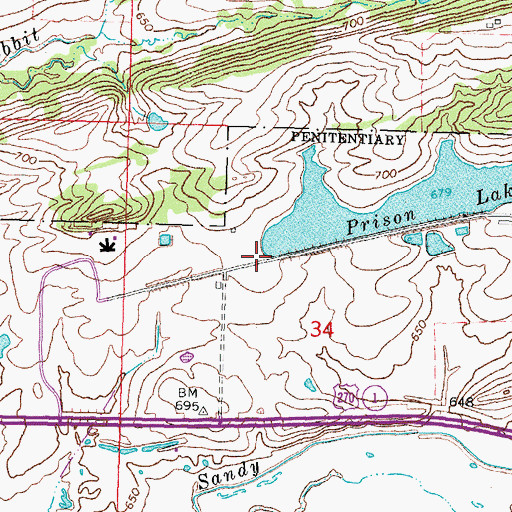 Topographic Map of Prison Lake Dam, OK