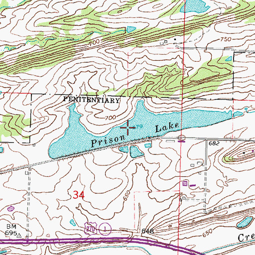 Topographic Map of Prison Lake, OK