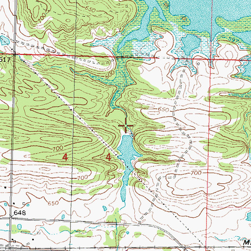 Topographic Map of Oknoname 121019 Dam, OK