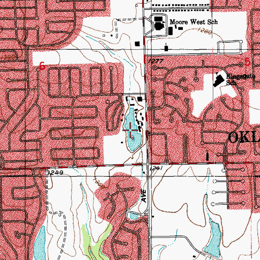 Topographic Map of Shadow Lake, OK