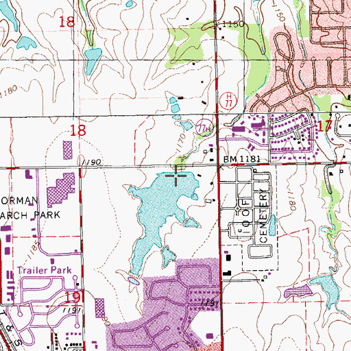 Topographic Map of Oknoname 02720 Dam, OK