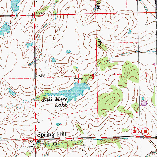 Topographic Map of Bell Mere Dam, OK