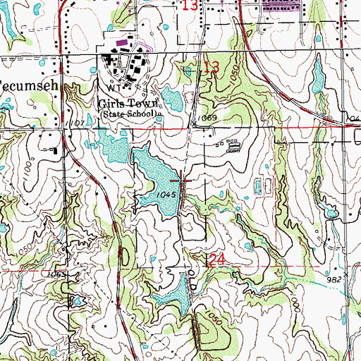 Topographic Map of Oknoname 12504 Dam, OK