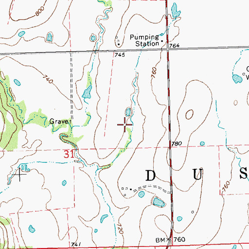 Topographic Map of Oknoname 063035 Dam, OK