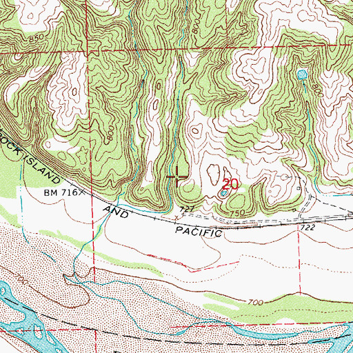 Topographic Map of Oknoname 063027 Reservoir, OK