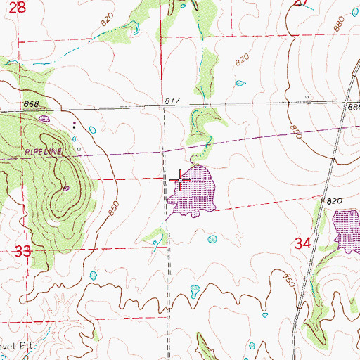 Topographic Map of Oknoname 063036 Dam, OK