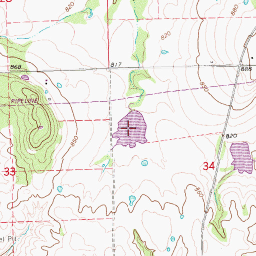Topographic Map of Oknoname 063036 Reservoir, OK