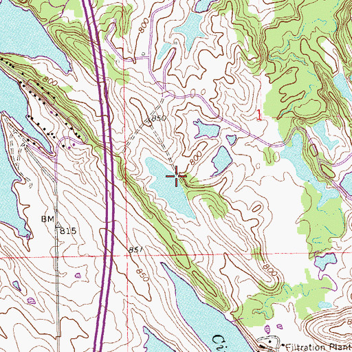 Topographic Map of Noble Lake Dam, OK
