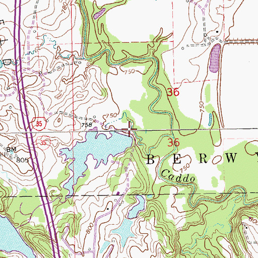 Topographic Map of Noble-Sea Cattle Company Reservoir, OK