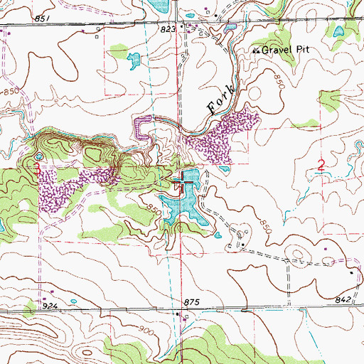 Topographic Map of Oknoname 123016 Dam, OK