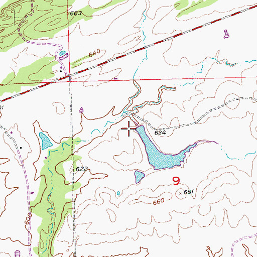 Topographic Map of Cook Lake Dam, OK