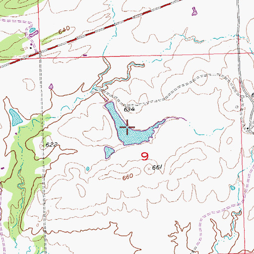 Topographic Map of Cook and McEntire Reservoir, OK