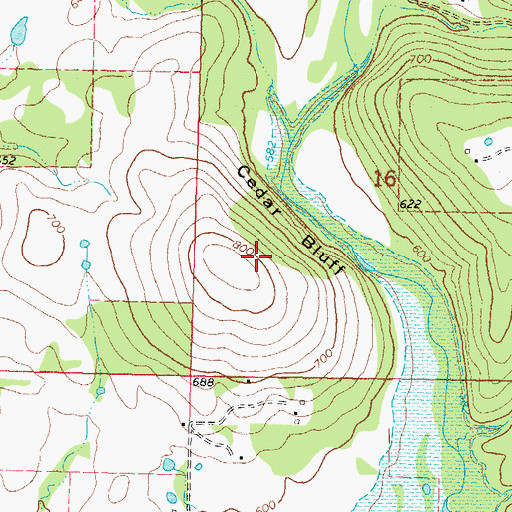 Topographic Map of Rogers Pond, OK