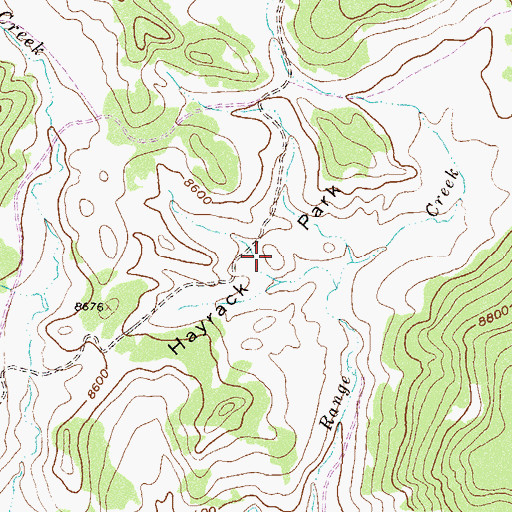 Topographic Map of Hayrack Park, CO