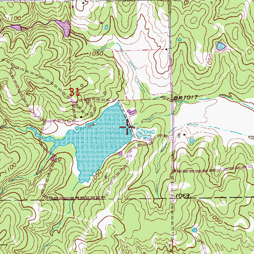 Topographic Map of Oknoname 137093 Dam, OK