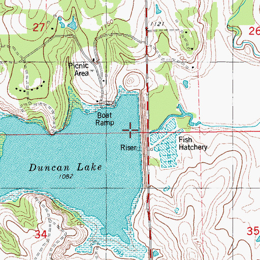 Topographic Map of Duncan Dam, OK
