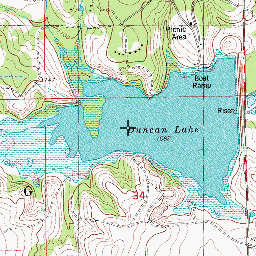 Topographic Map of Duncan Lake, OK