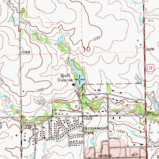 Topographic Map of Perry Country Club Lake Dam, OK