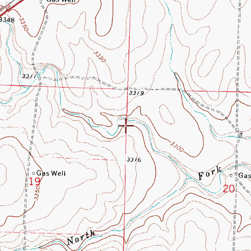 Topographic Map of Etling Number 2 Reservoir, OK