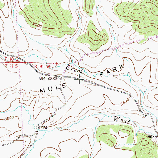 Topographic Map of Mule Park, CO