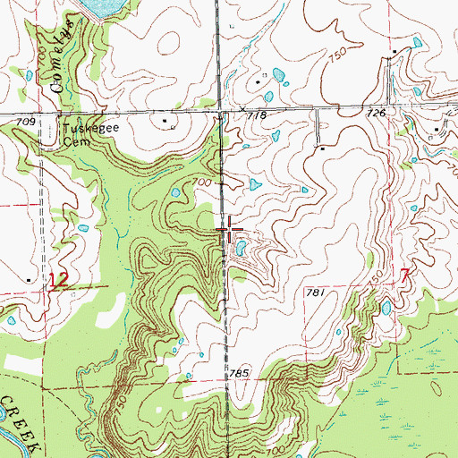 Topographic Map of Oknoname 111009 Dam, OK