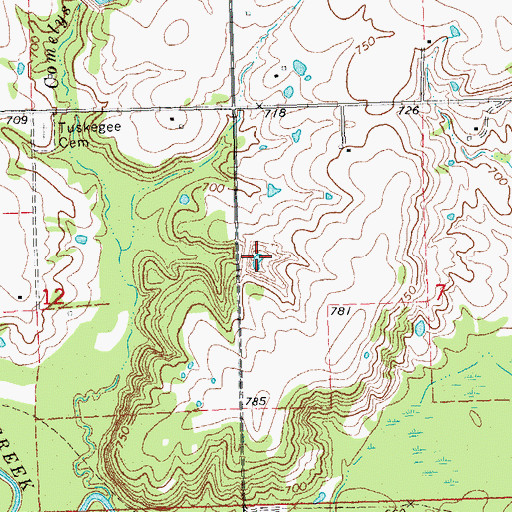 Topographic Map of Oknoname 111009 Reservoir, OK