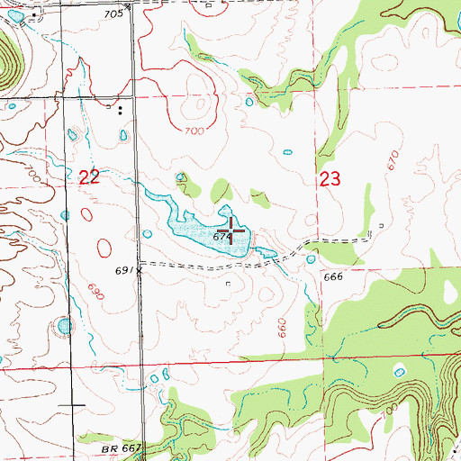 Topographic Map of Oknoname 111008 Dam, OK