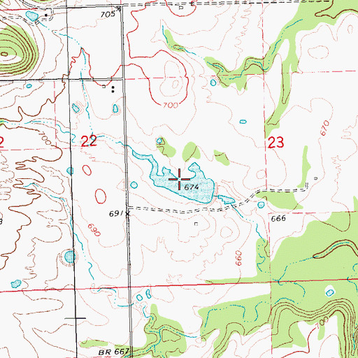 Topographic Map of Oknoname 111008 Reservoir, OK