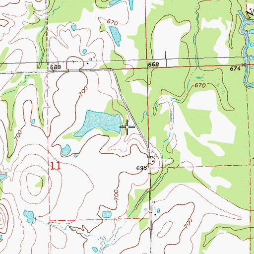 Topographic Map of Oknoname 107033 Dam, OK