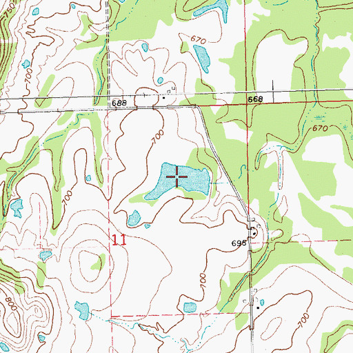 Topographic Map of Oknoname 107033 Reservoir, OK