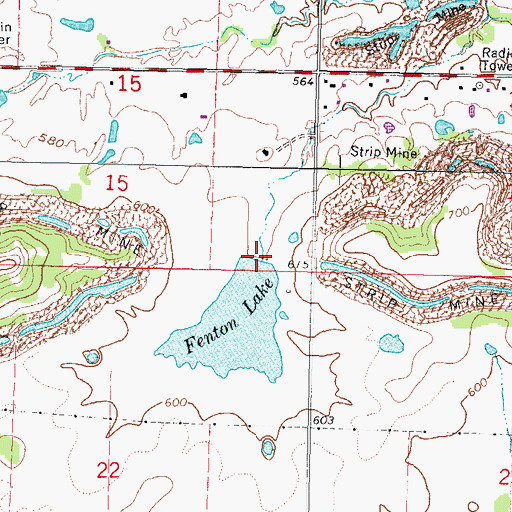 Topographic Map of Fenton Lake Dam, OK