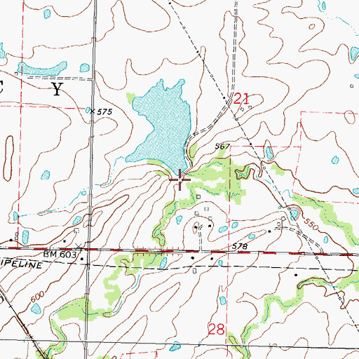 Topographic Map of Oknoname 101008 Dam, OK