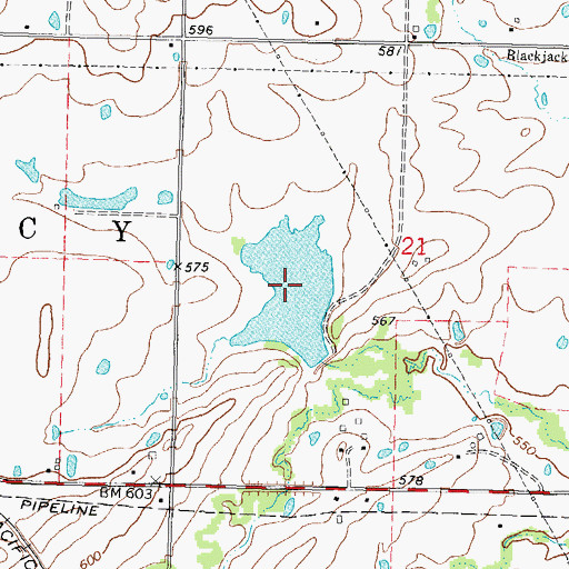 Topographic Map of Oknoname 101008 Reservoir, OK