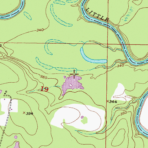 Topographic Map of Oknoname 089014 Dam, OK
