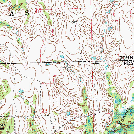 Topographic Map of Oknoname 023001 Reservoir, OK