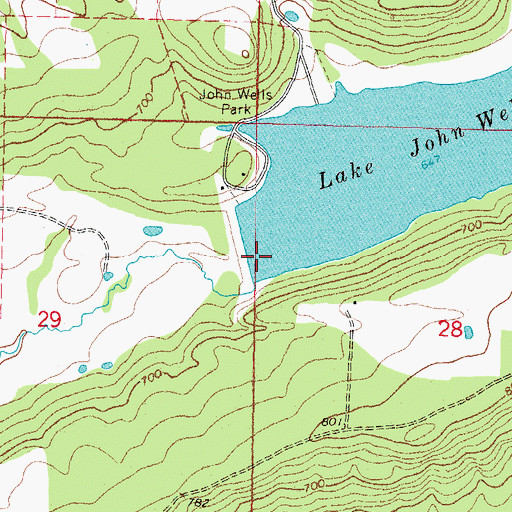 Topographic Map of Lake John Wells Dam, OK