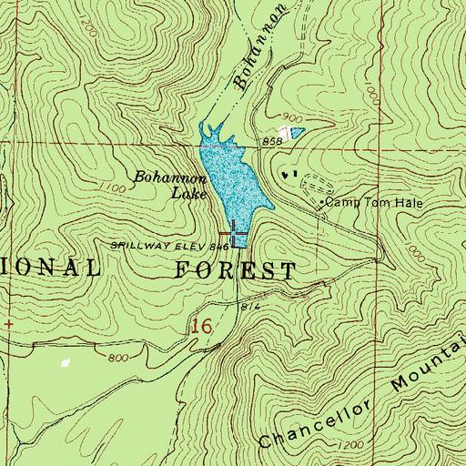 Topographic Map of Bohannon Lake Dam, OK