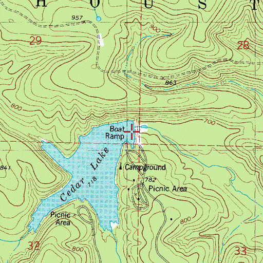 Topographic Map of Cedar Lake Dam, OK