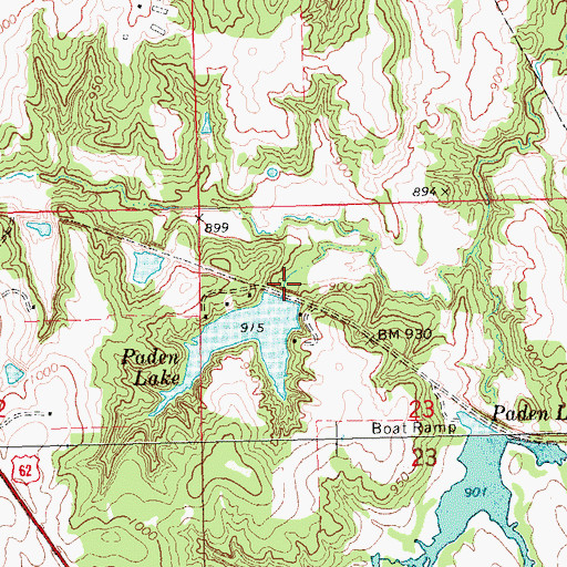 Topographic Map of Paden Lake Number 2 Dam, OK