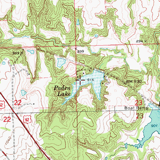 Topographic Map of Paden Lake Number 2, OK