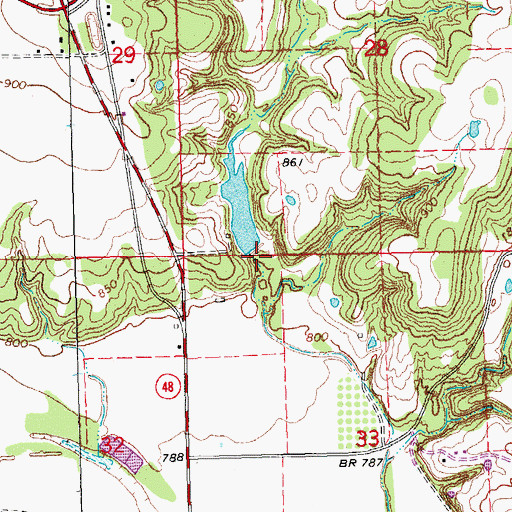Topographic Map of Oknoname 107002 Reservoir, OK