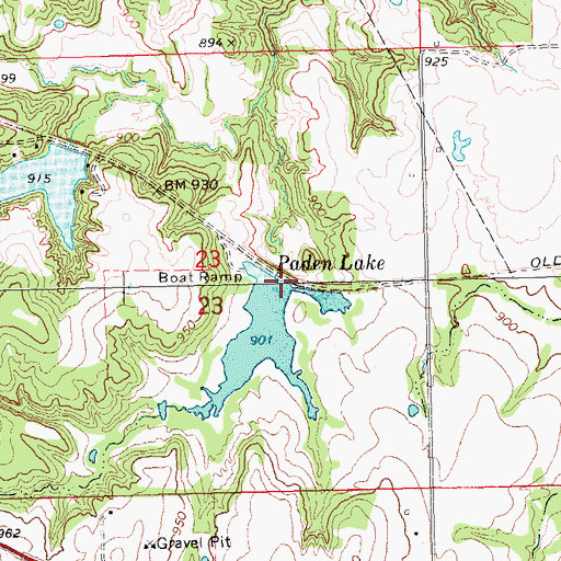 Topographic Map of Paden Lake Number 1 Dam, OK