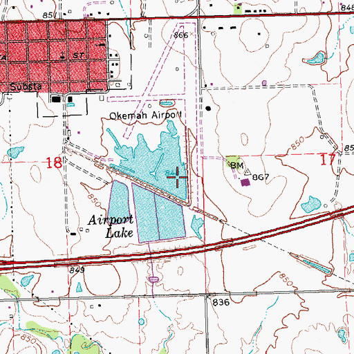 Topographic Map of Airport Lake Dam, OK