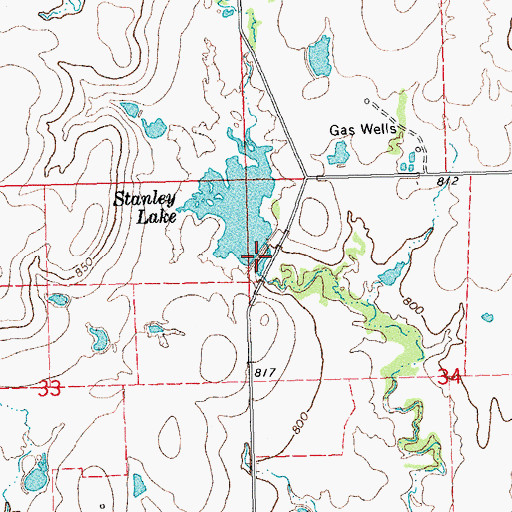 Topographic Map of Stanley Lake Dam, OK